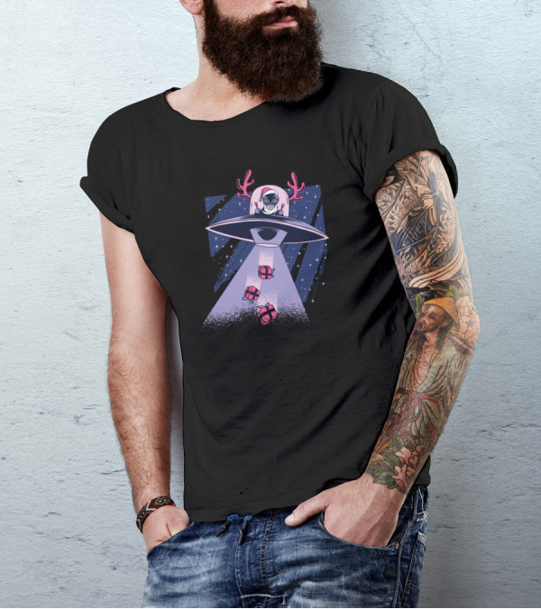 Alien Santa UFO Gift Drop T-Shirt