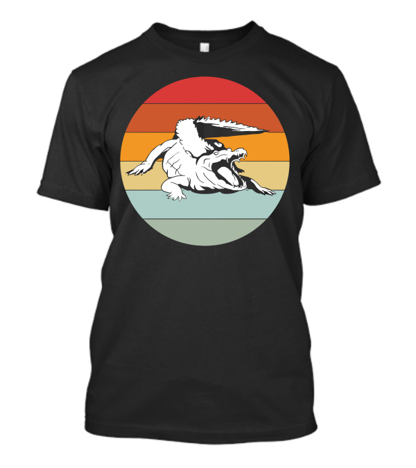 Alligator Wildlife Reptile Crocodile Vintage Sunset Circle T-Shirt