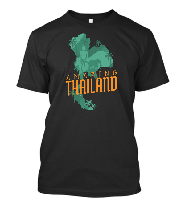 Amazing Thailand Map Buddha Elephant Palms T-Shirt