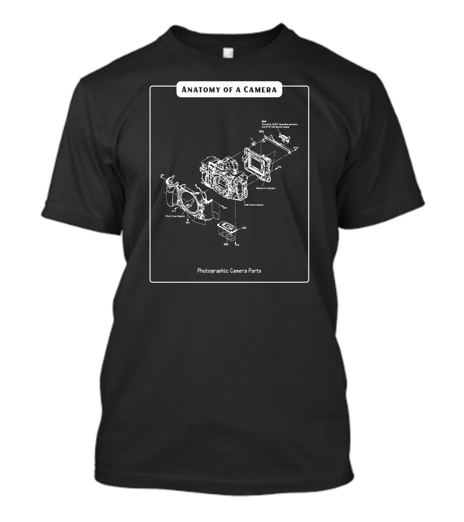 Anatomy Of A Camera Photographic Camera Parts Diagram T-Shirt