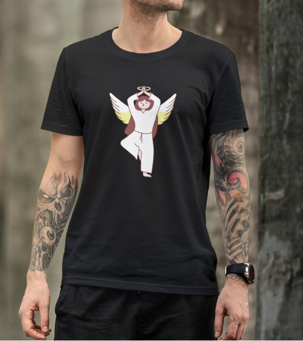 Angel Tree Pose Yoga With Halo And Wings T-Shirt