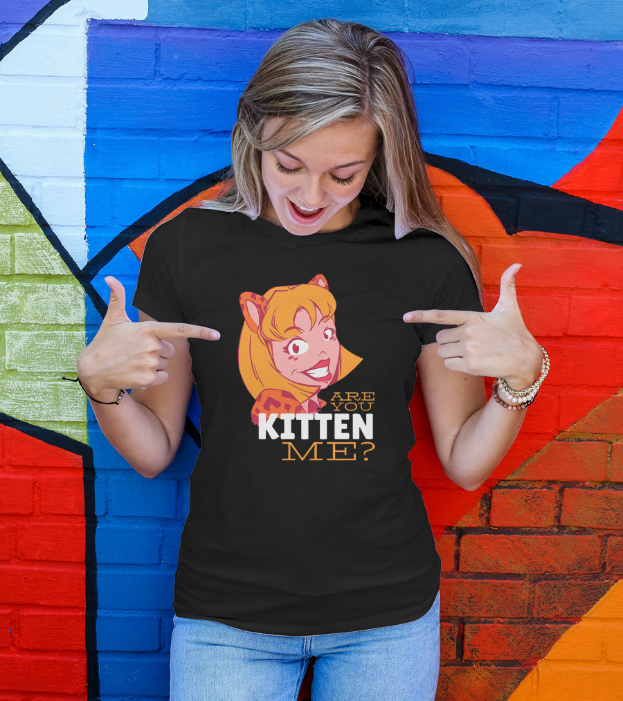 Are You Kitten Me Cartoon Character With Cat Ears And Spots T-Shirt