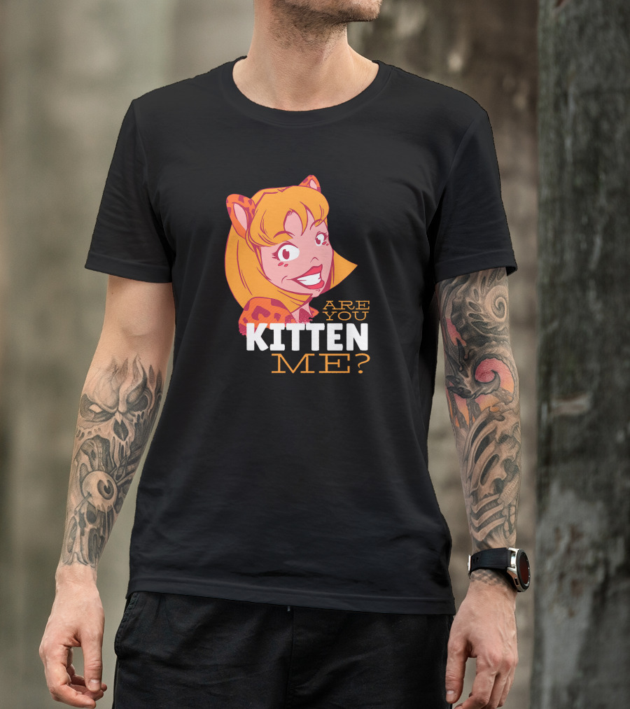 Are You Kitten Me Cartoon Character With Cat Ears And Spots T-Shirt