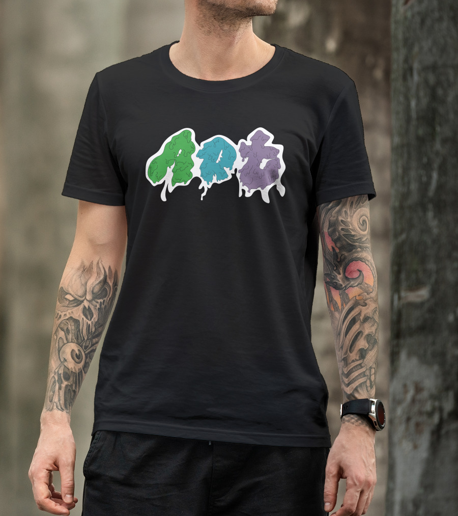 Art Gooey Green Blue Purple Melt White T-Shirt