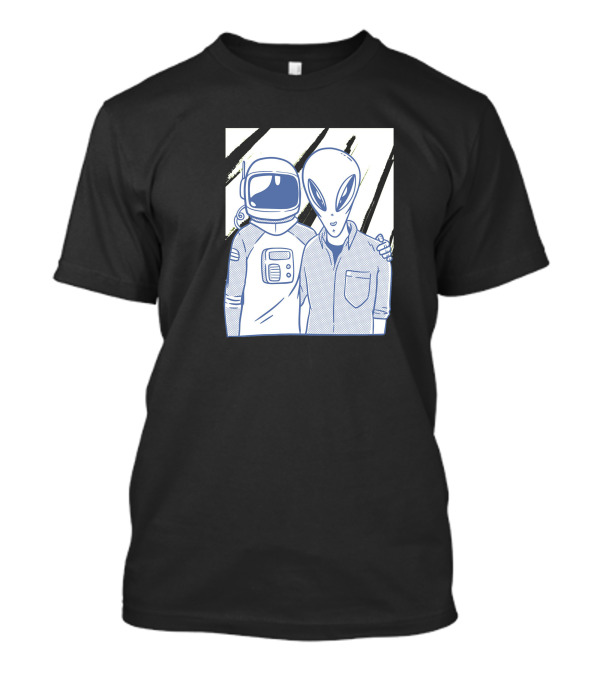Astronaut And Alien Best Buddies Embracing Space Adventure T-Shirt