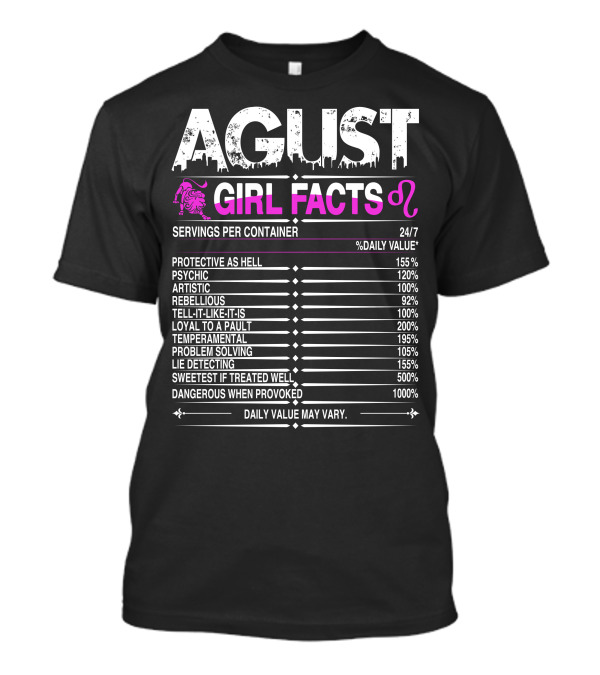 AUGUST LEO GIRL FACTS PSYCHIC REBELLIOUS ARTISTIC TEMPERAMENTAL LOYAL 24/7 T-Shirt
