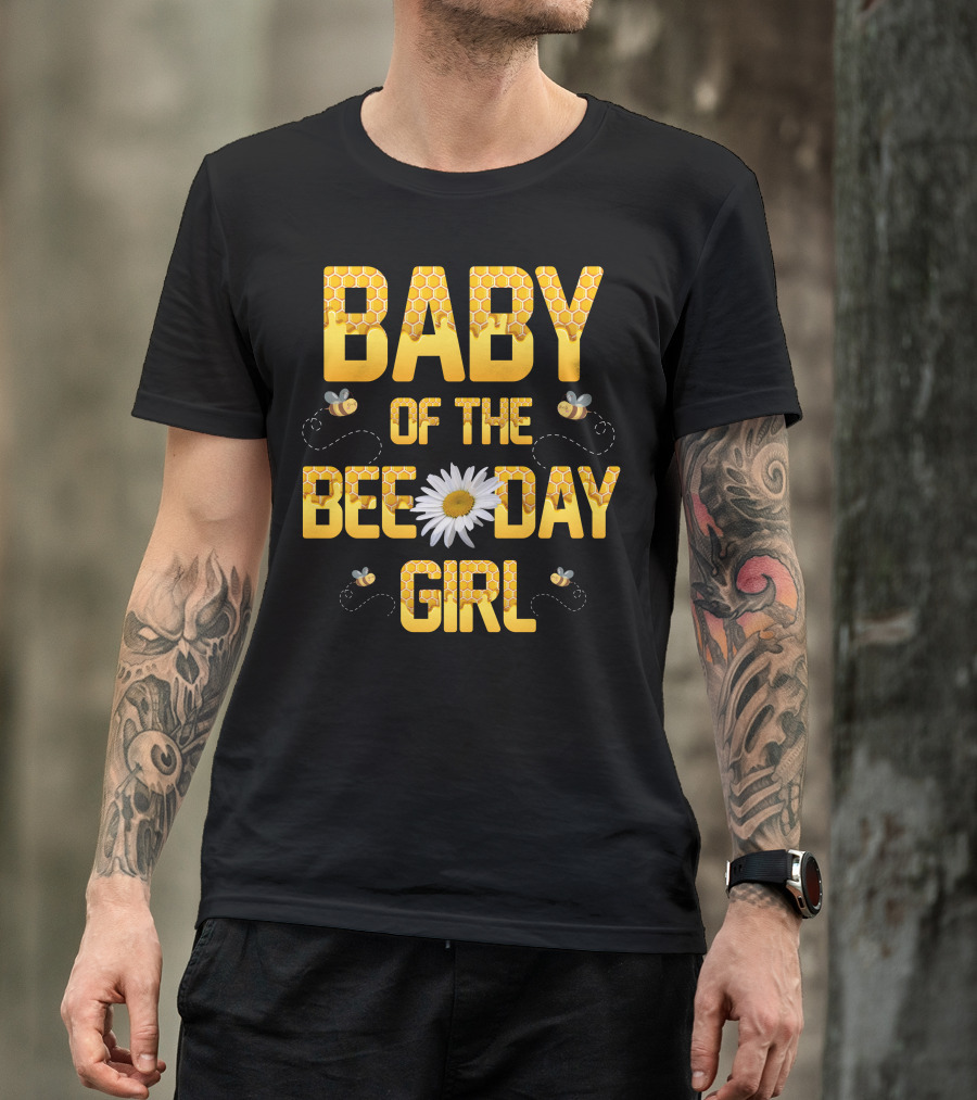 BABY OF THE BEE DAY GIRL Honeycomb Bees Daisy T-Shirt