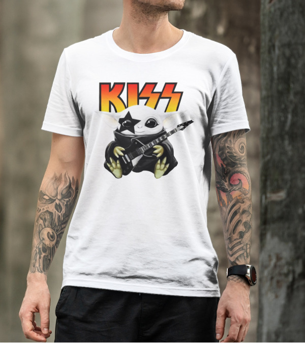 KISS Baby Yoda Star Makeup With Guitar T-Shirt