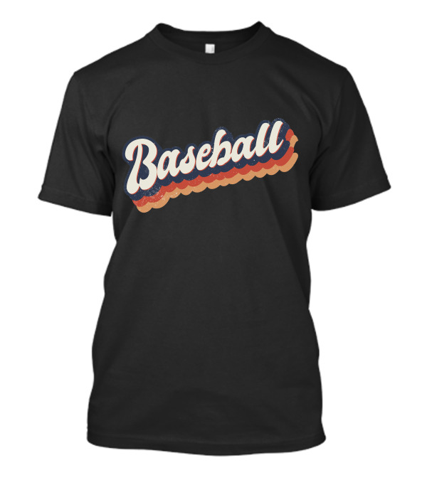 Baseball Retro Colorful Curved Text T-Shirt