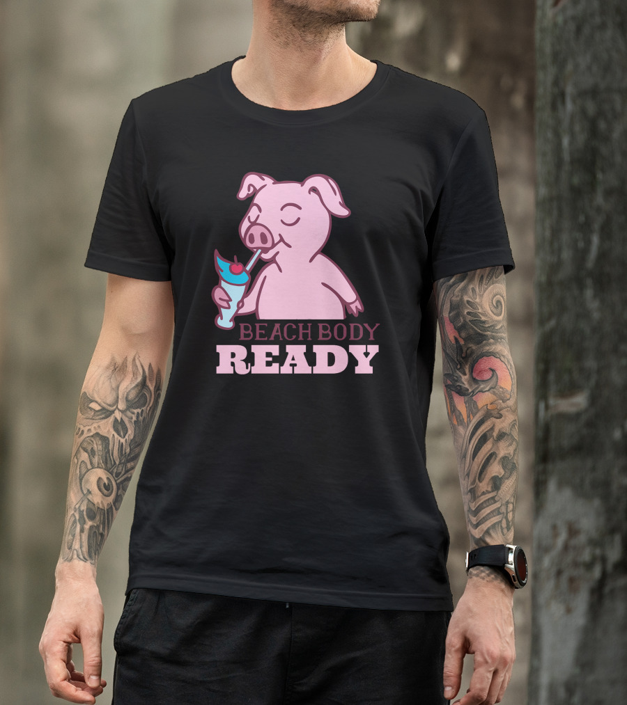 BEACH BODY READY Pig With Cocktail T-Shirt