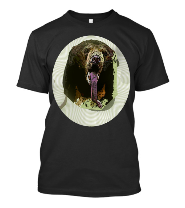 Bear Circle Psychedelic Illustration With Tongue Out T-Shirt