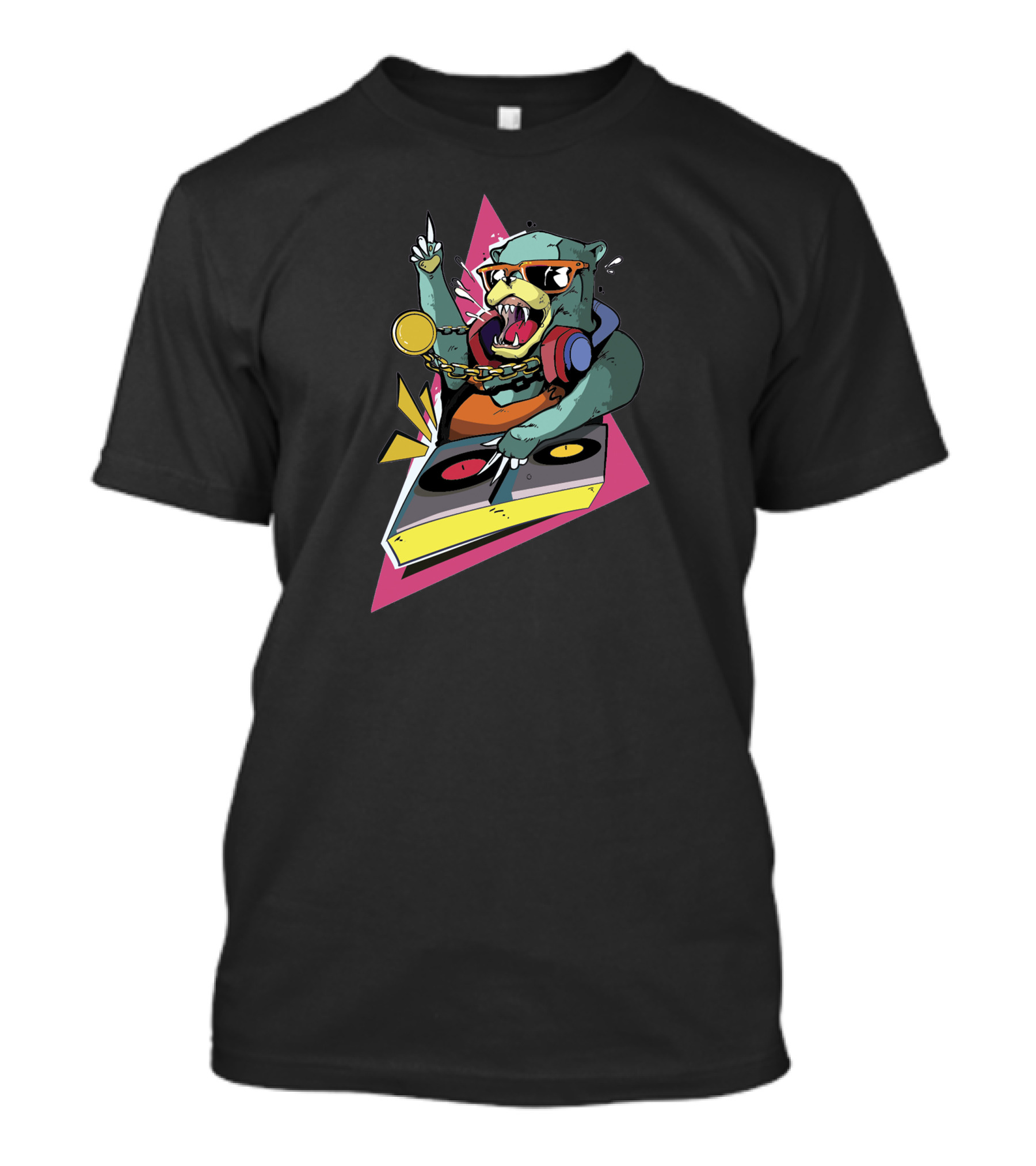 Bear DJ Spinning Turntables With Bling Glasses And Headphones T-Shirt