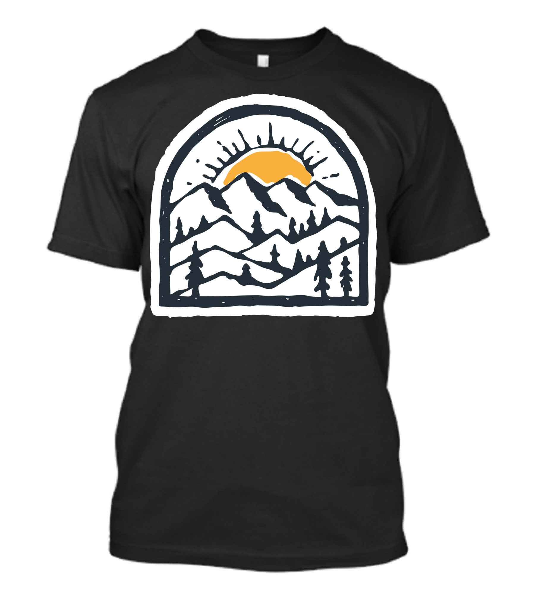 Beauty Mountain Sunburst Hand Drawn T-Shirt