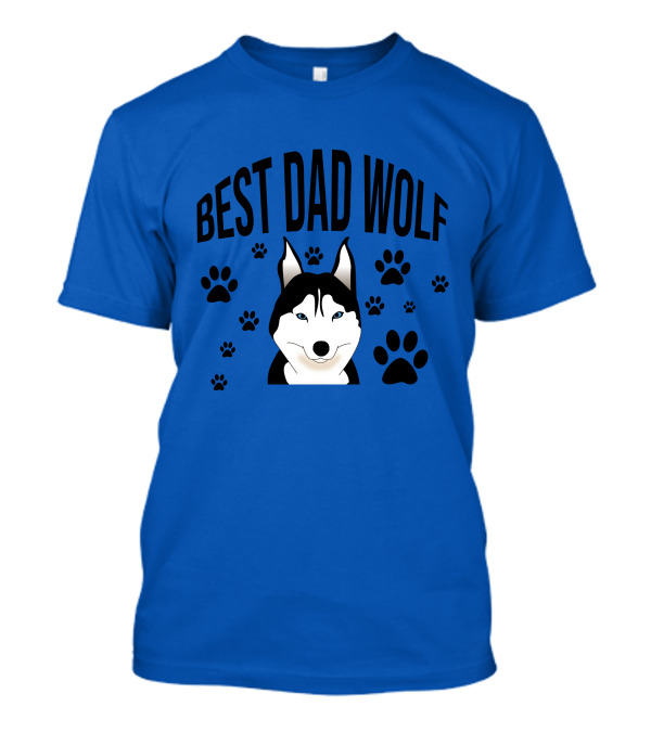 Best Dad Wolf Husky With Paw Prints T-Shirt