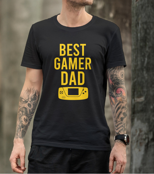 Best Gamer Dad Handheld Console Retro Gaming T-Shirt