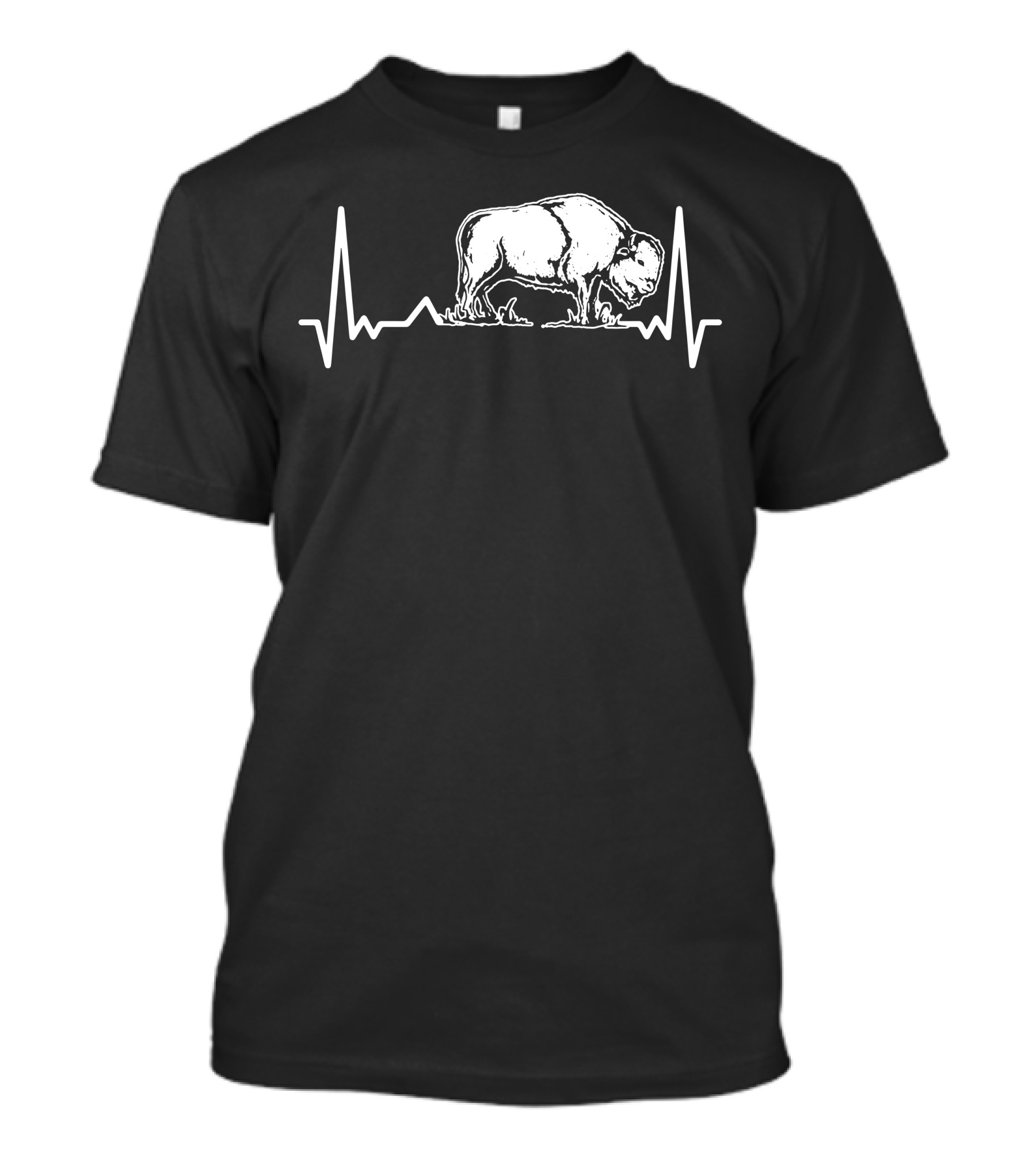 Bison Heartbeat Buffalo Pulse Line T-Shirt