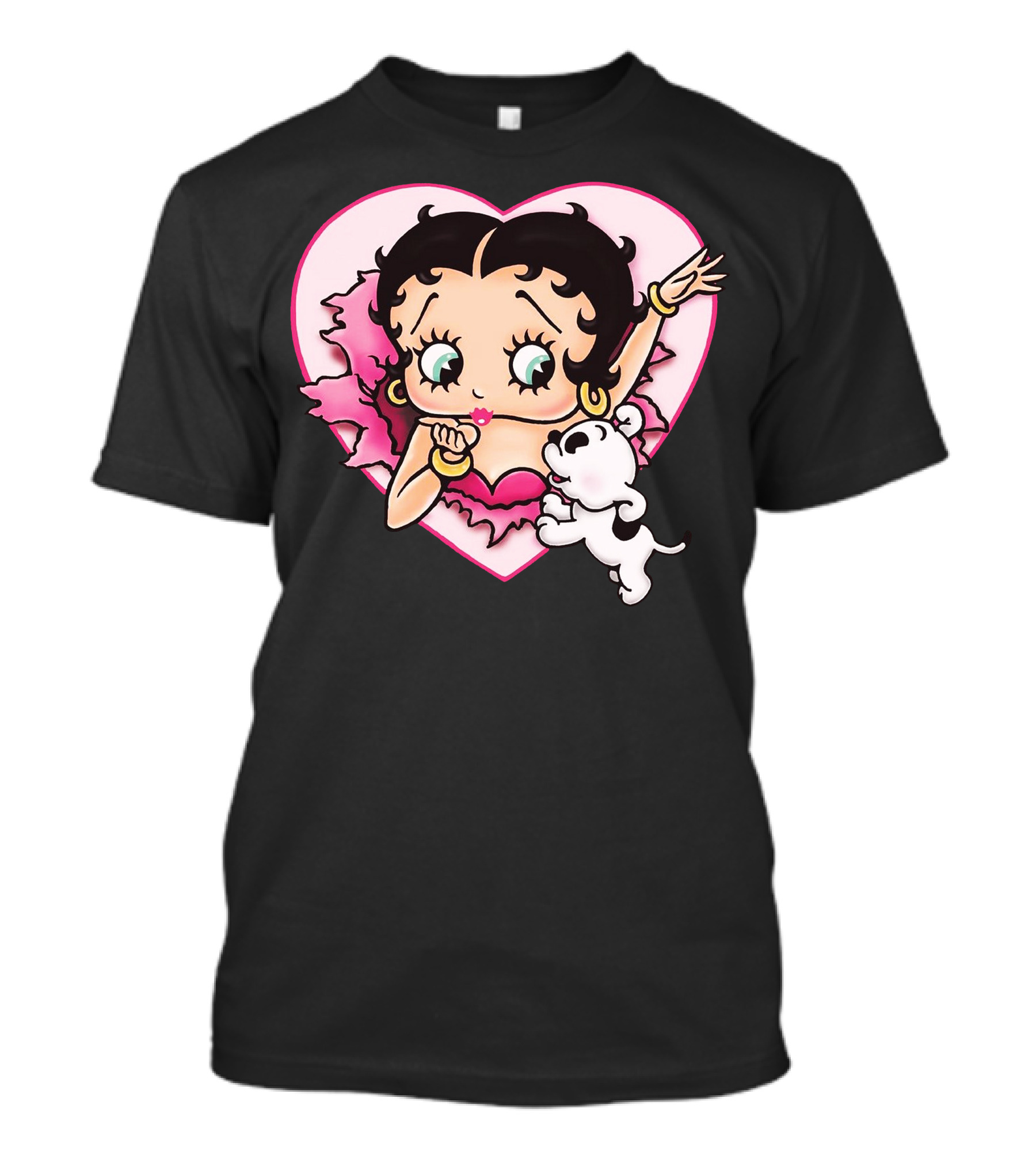Betty Boop With Puppy And Heart Shape T-Shirt