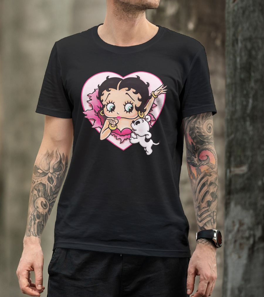 Betty Boop With Puppy And Heart Shape T-Shirt