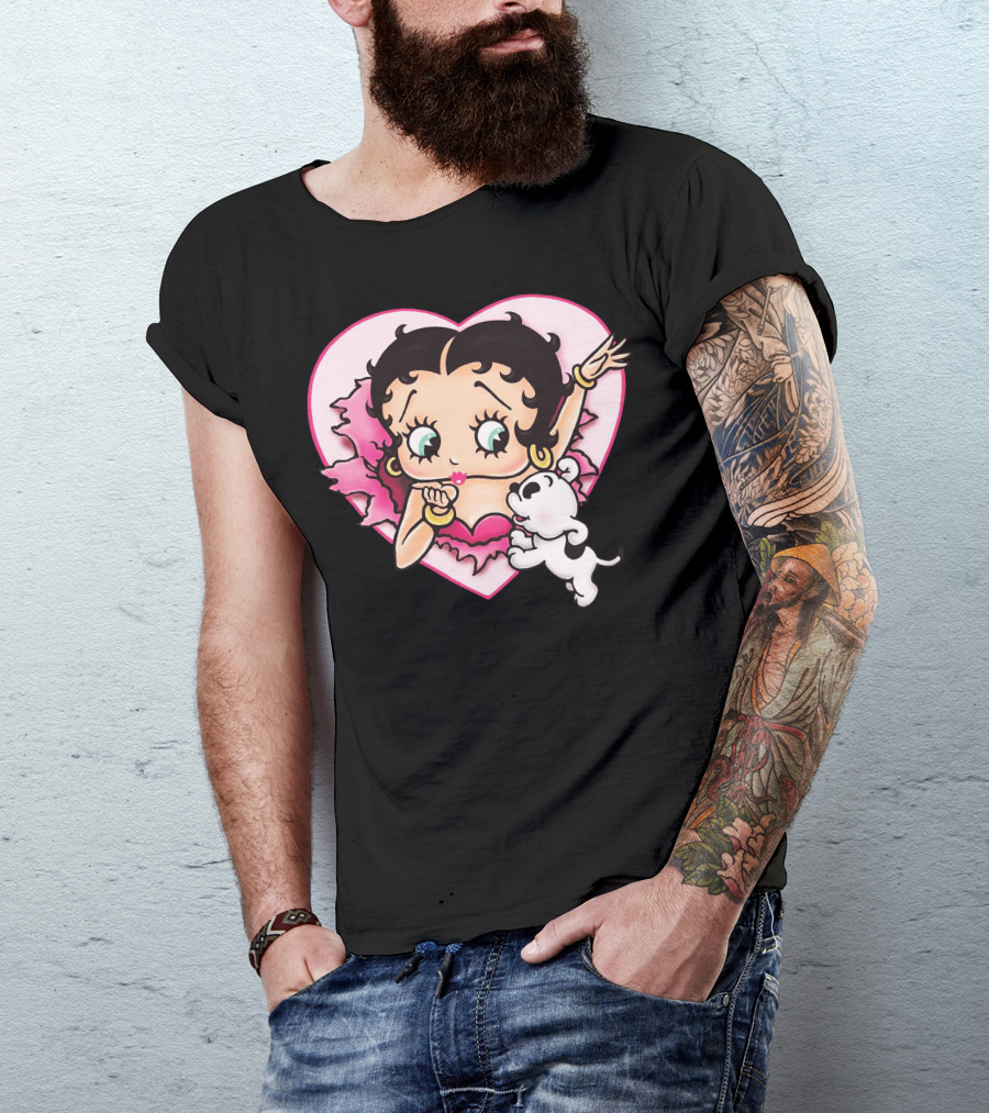 Betty Boop With Puppy And Heart Shape T-Shirt