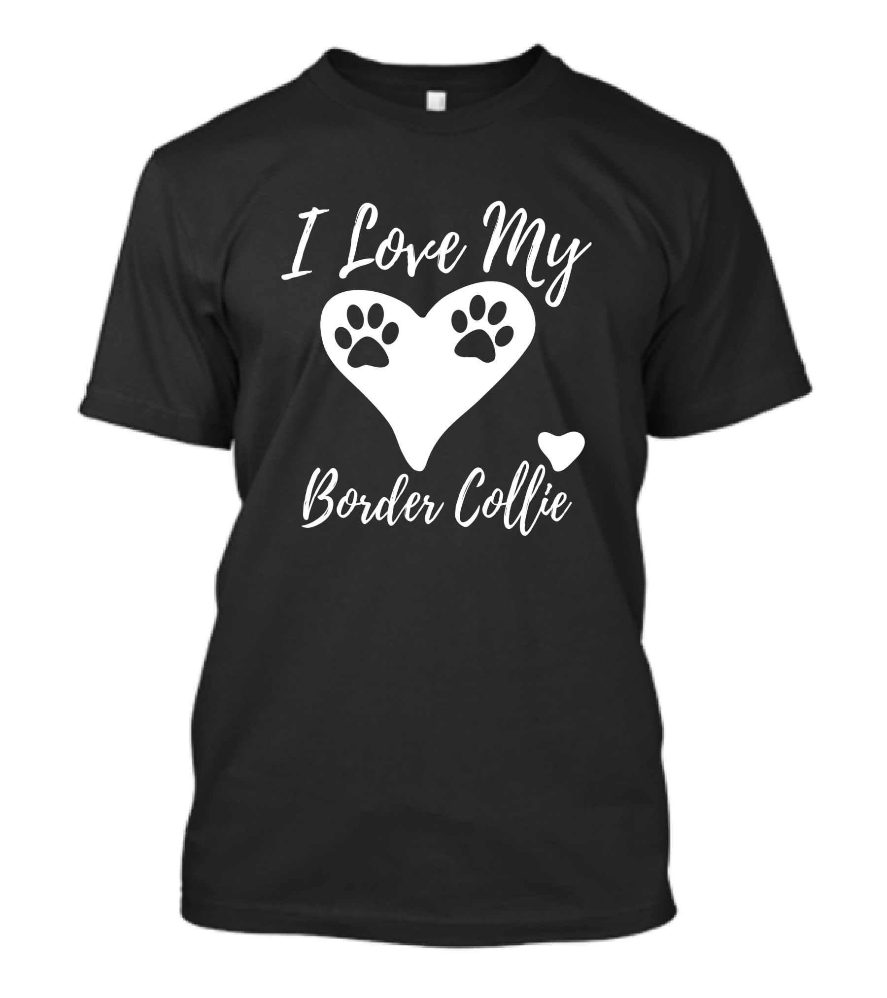 I Love My Border Collie Paw Print Heart T-Shirt