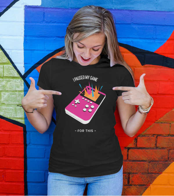 I Paused My Game For This Retro Handheld Controller Explosion T-Shirt