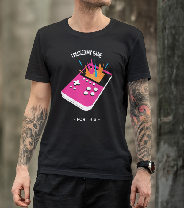 I Paused My Game For This Retro Handheld Controller Explosion T-Shirt