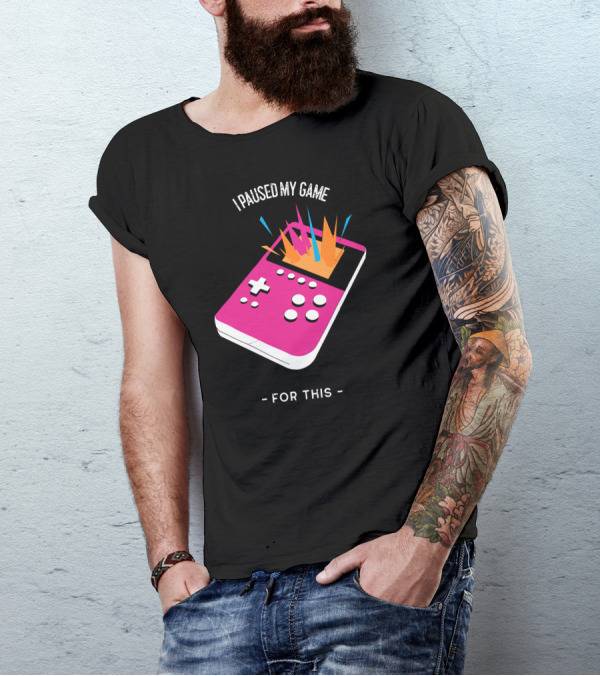 I Paused My Game For This Retro Handheld Controller Explosion T-Shirt