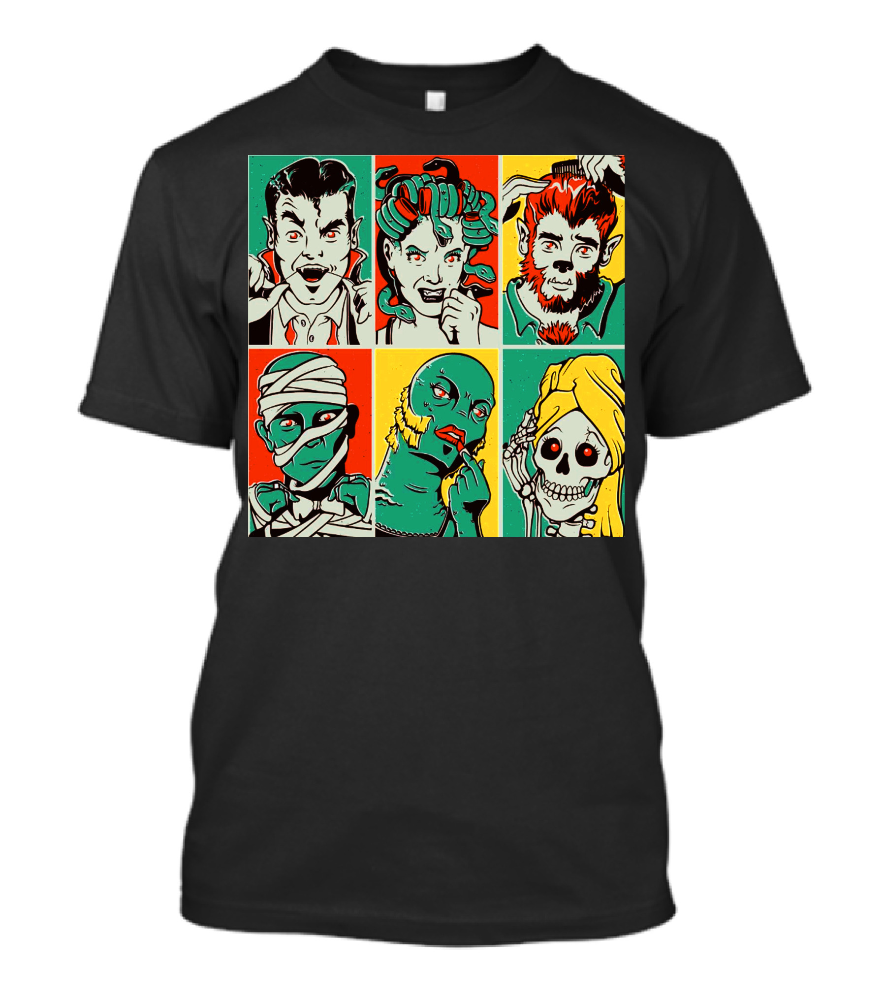 Vampire Zone Horror Monsters Collage T-Shirt