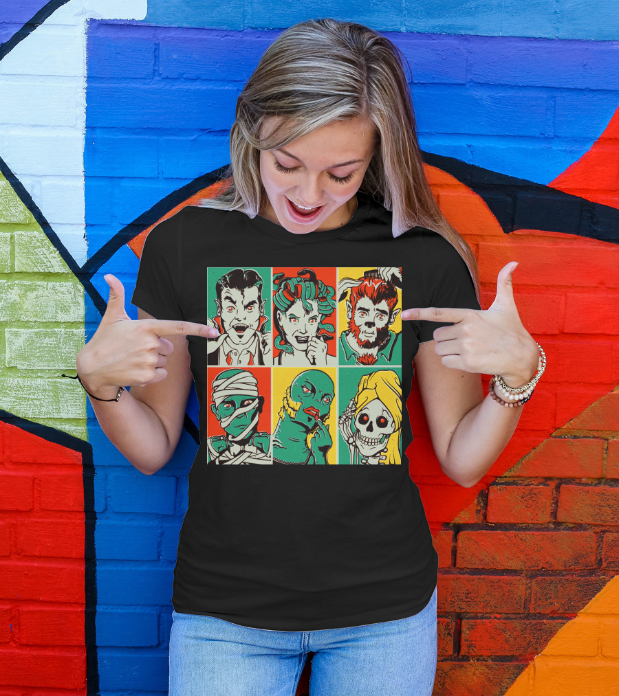 Vampire Zone Horror Monsters Collage T-Shirt