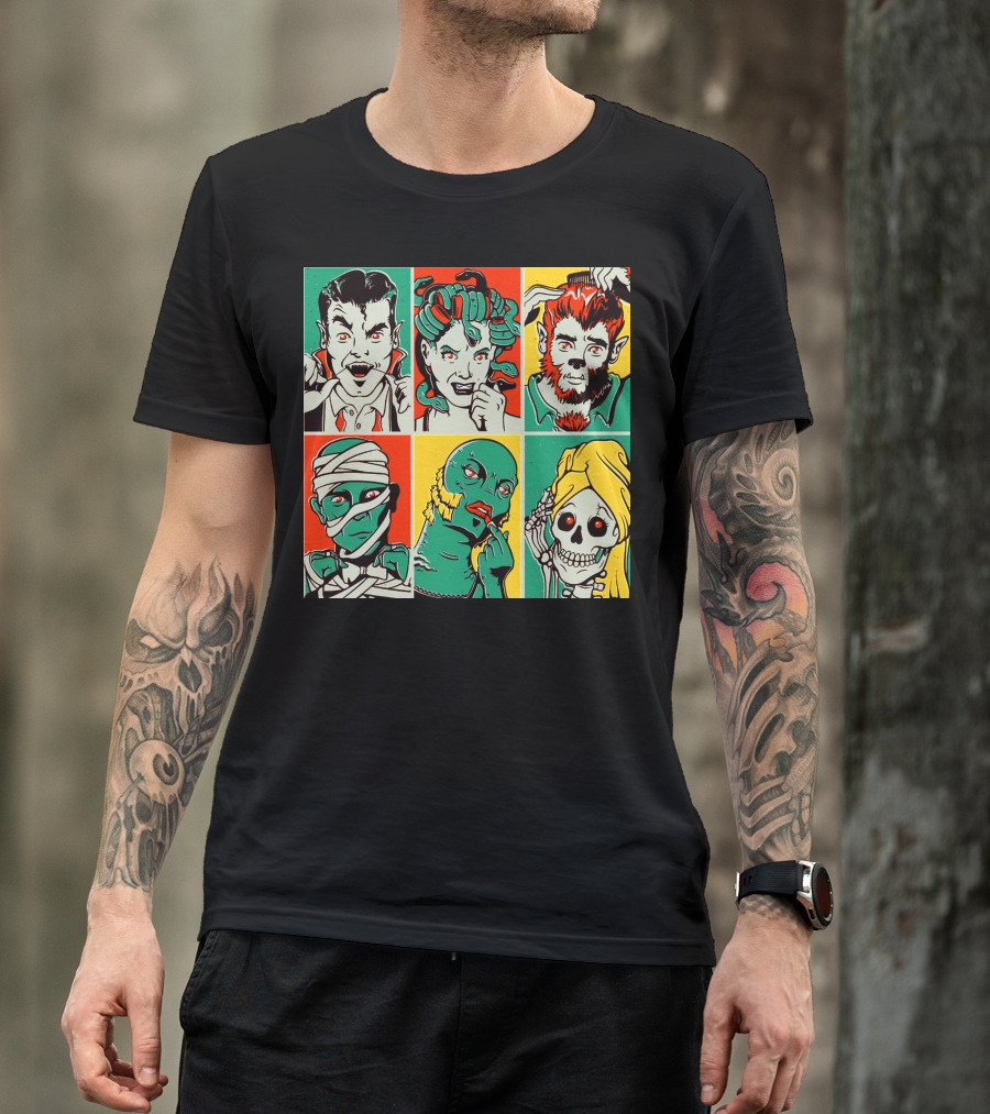 Vampire Zone Horror Monsters Collage T-Shirt