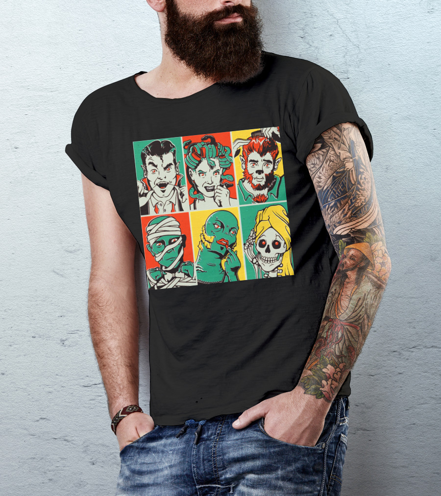 Vampire Zone Horror Monsters Collage T-Shirt