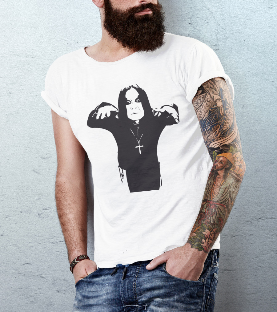 ACWct5IF7m Cross Necklace Shadow Figure T-Shirt