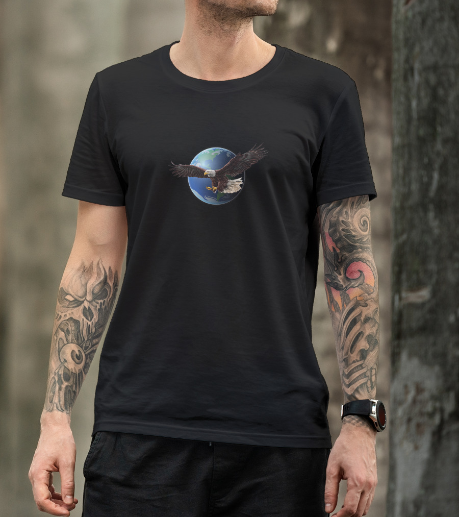Adler Earth Globus Globe Global Eagle Planet T-Shirt