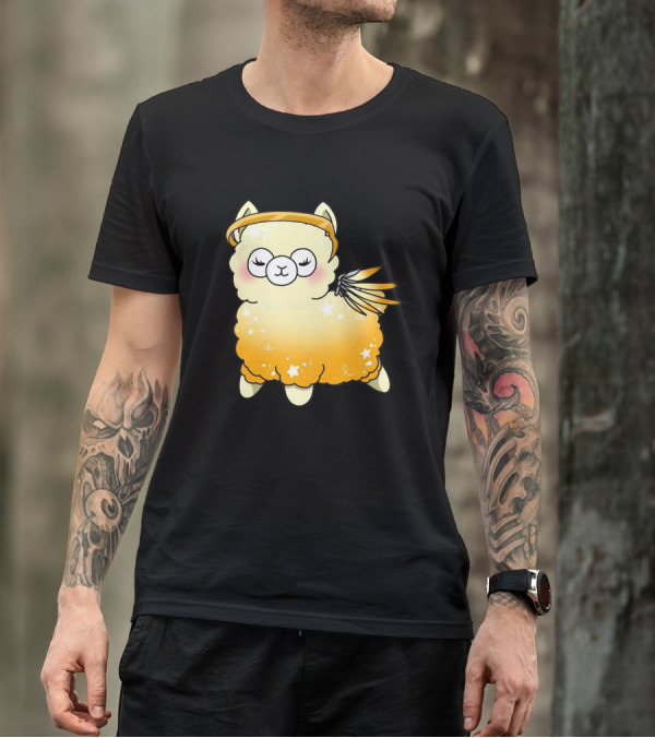 Alpaca Mercy Angel Halo Wings Stars T-Shirt