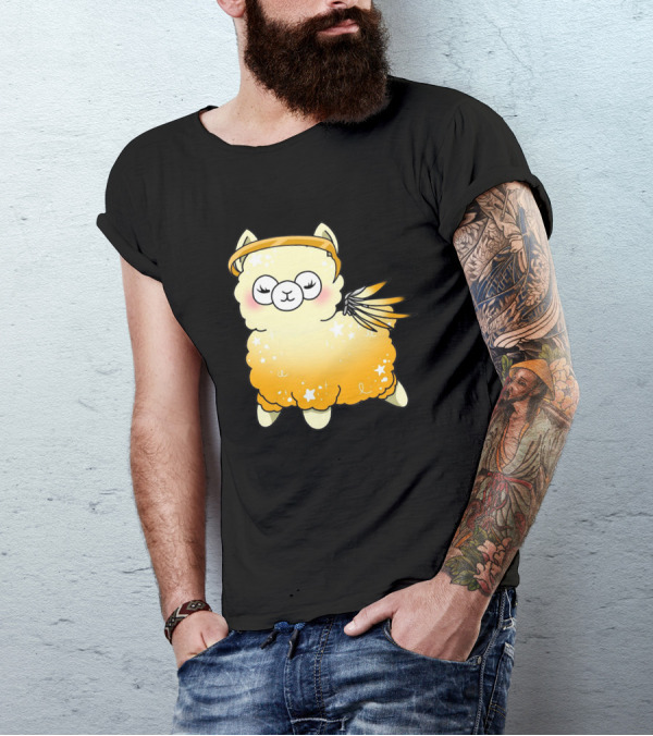 Alpaca Mercy Angel Halo Wings Stars T-Shirt