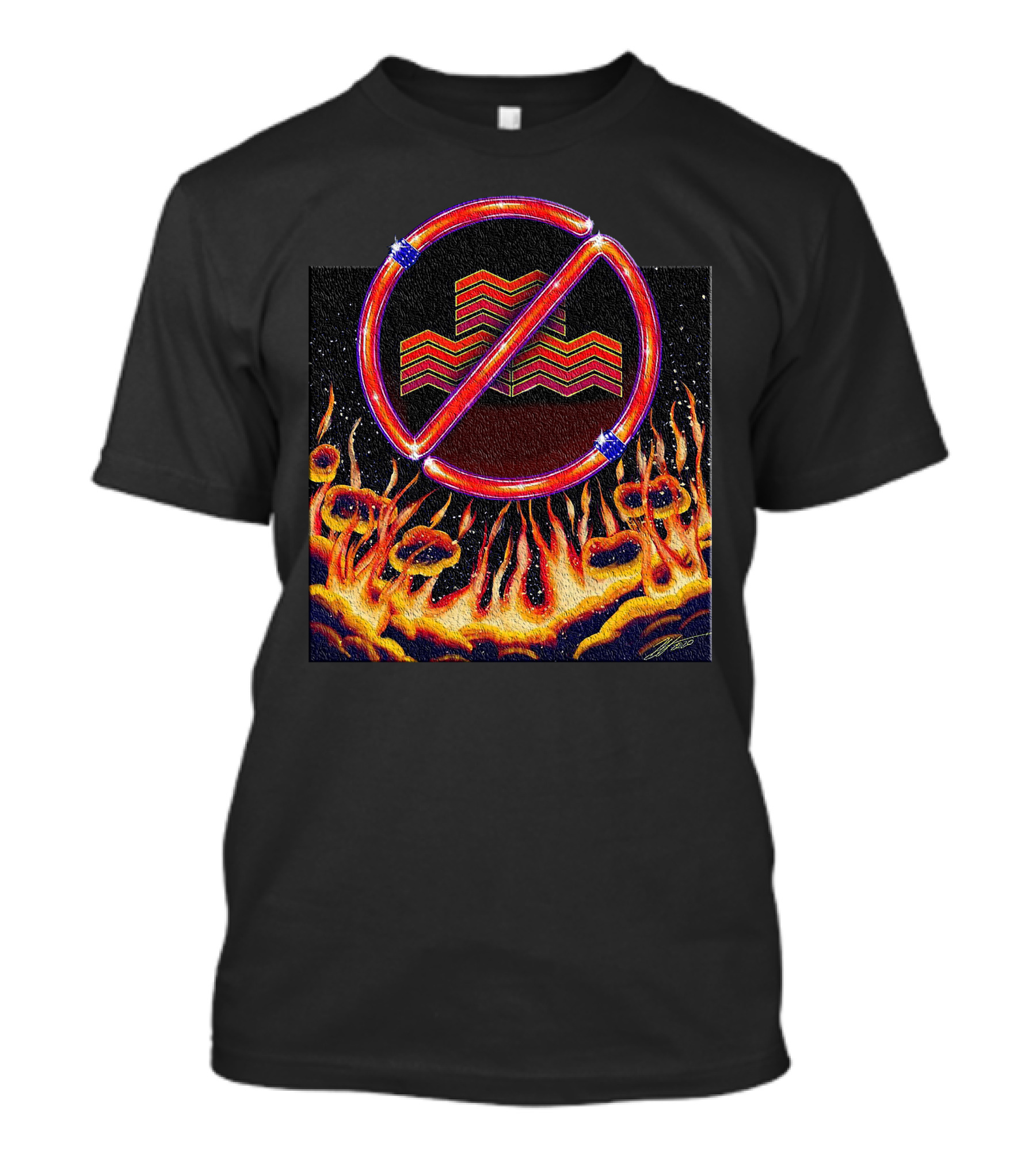 Anti Mmm No Symbol Fire Background T-Shirt