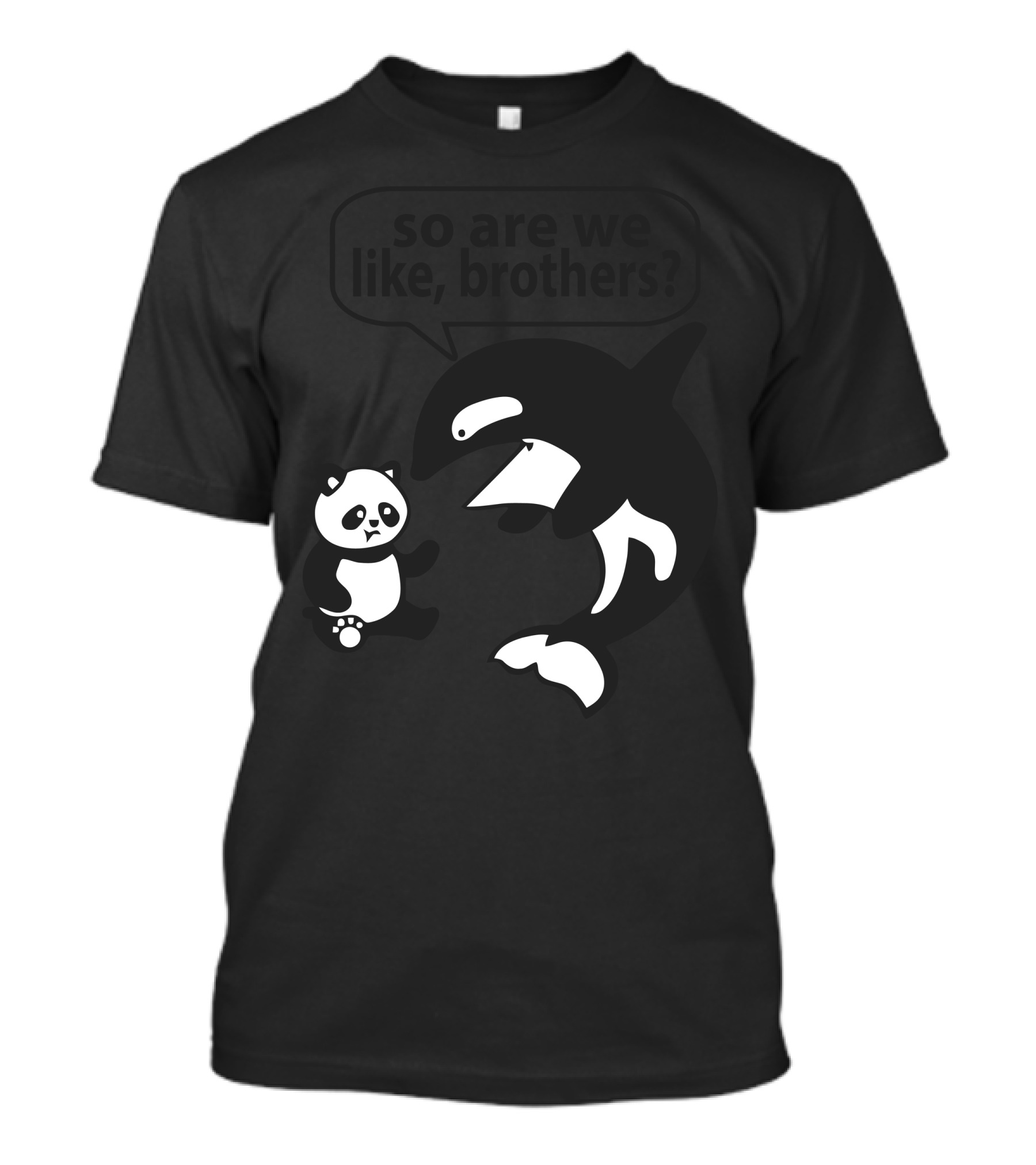 Are We Brothers Funny Humor Geek Panda And Penguin Playful T-Shirt