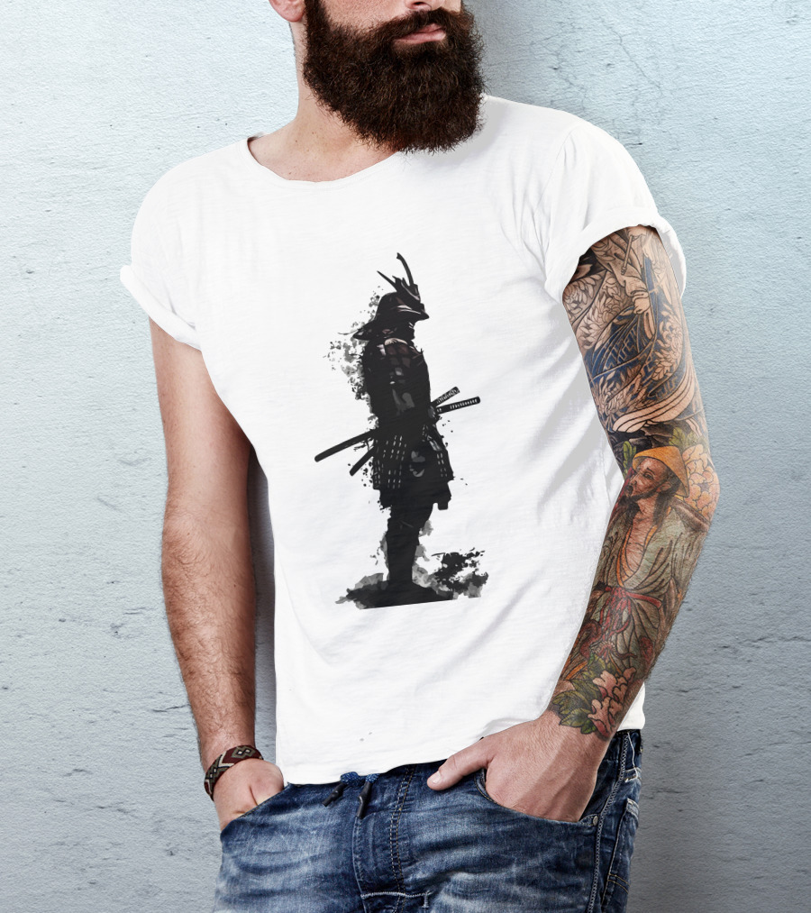 Armored Samurai Warrior Silhouette Tri Blend T-Shirt