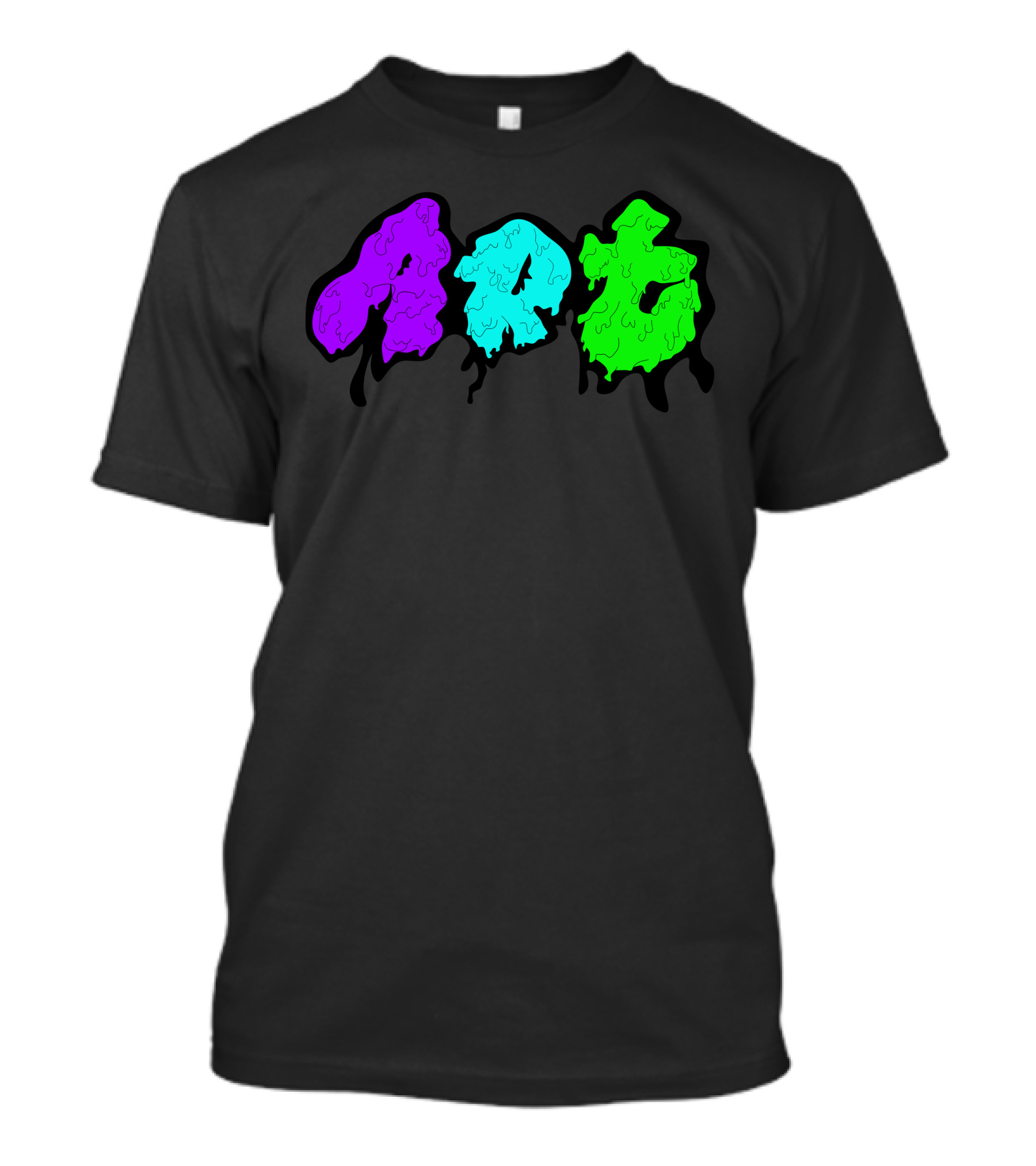 Art Drip Color Purple Blue Green Text T-Shirt