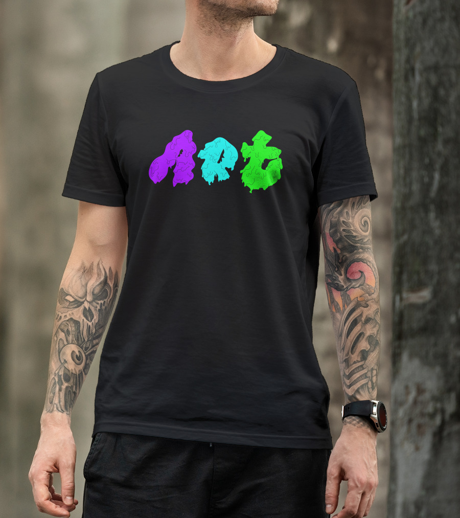 Art Drip Color Purple Blue Green Text T-Shirt