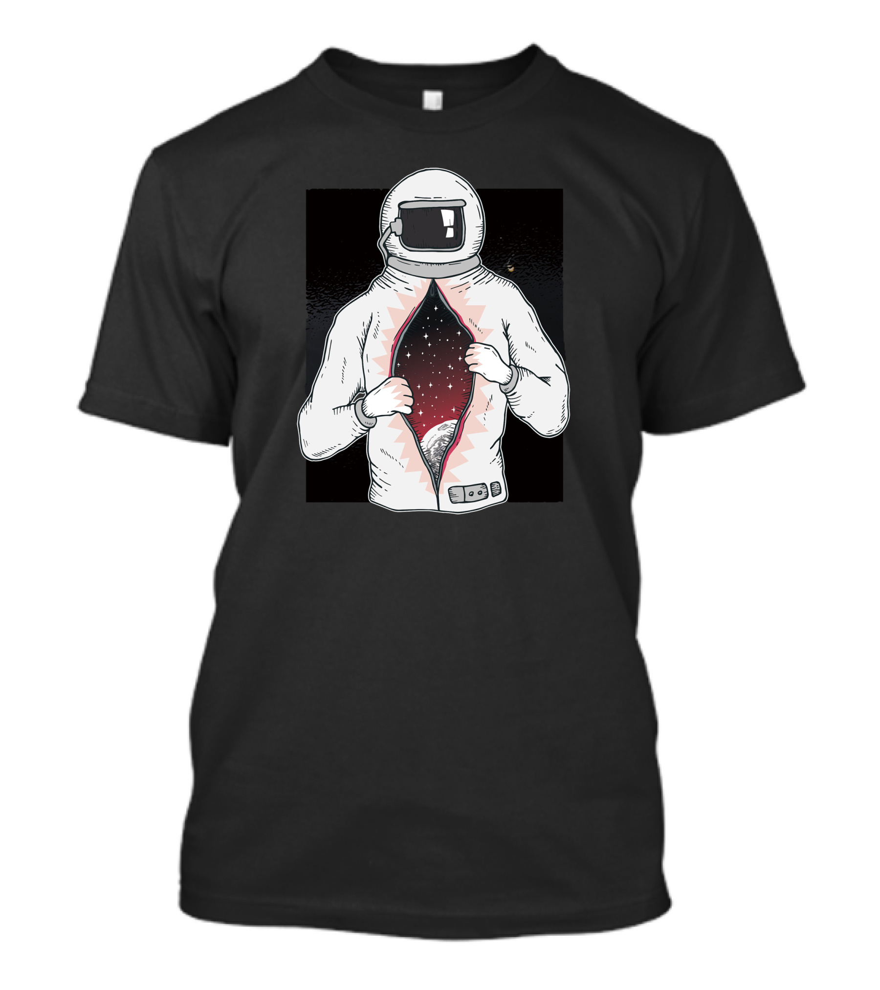 Astronaut Unzipping Suit To Reveal Space Universe Inside T-Shirt