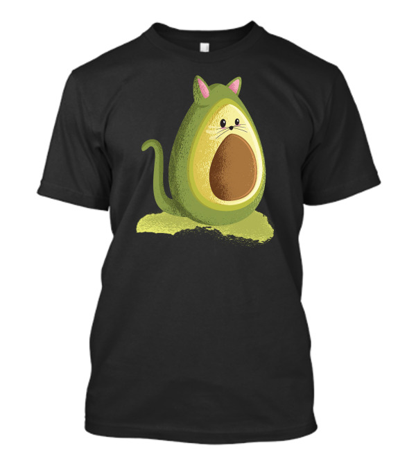 Avocado Cat Fusion With Cute Whiskers And Tail T-Shirt