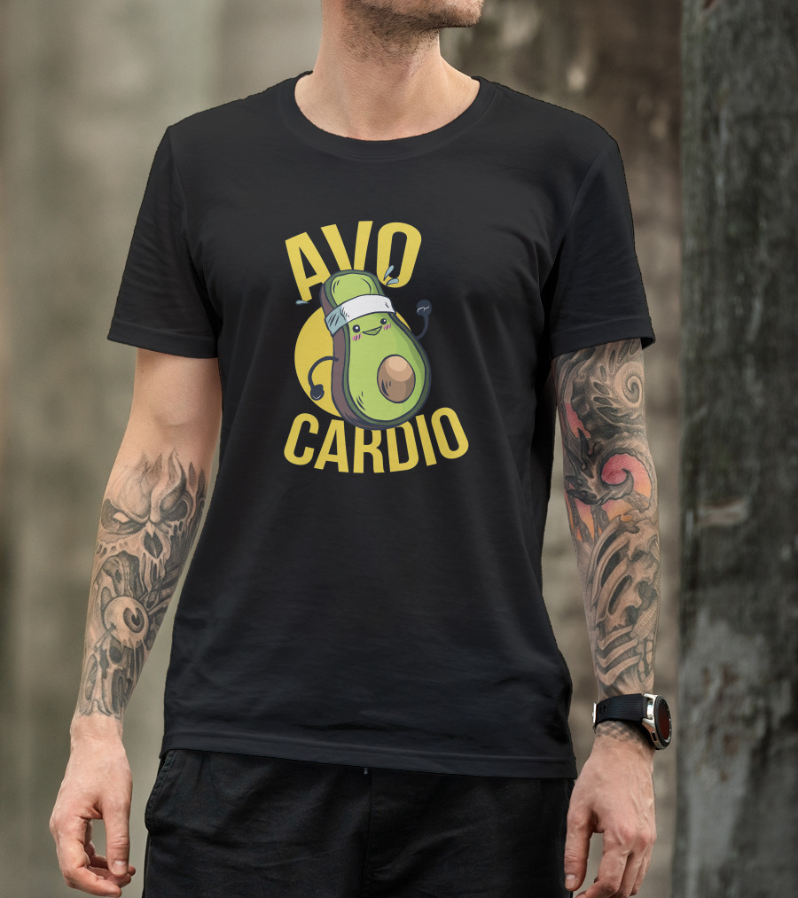 AVOCARDIO Cute Avocado Fitness Motivational Playful Workout T-Shirt
