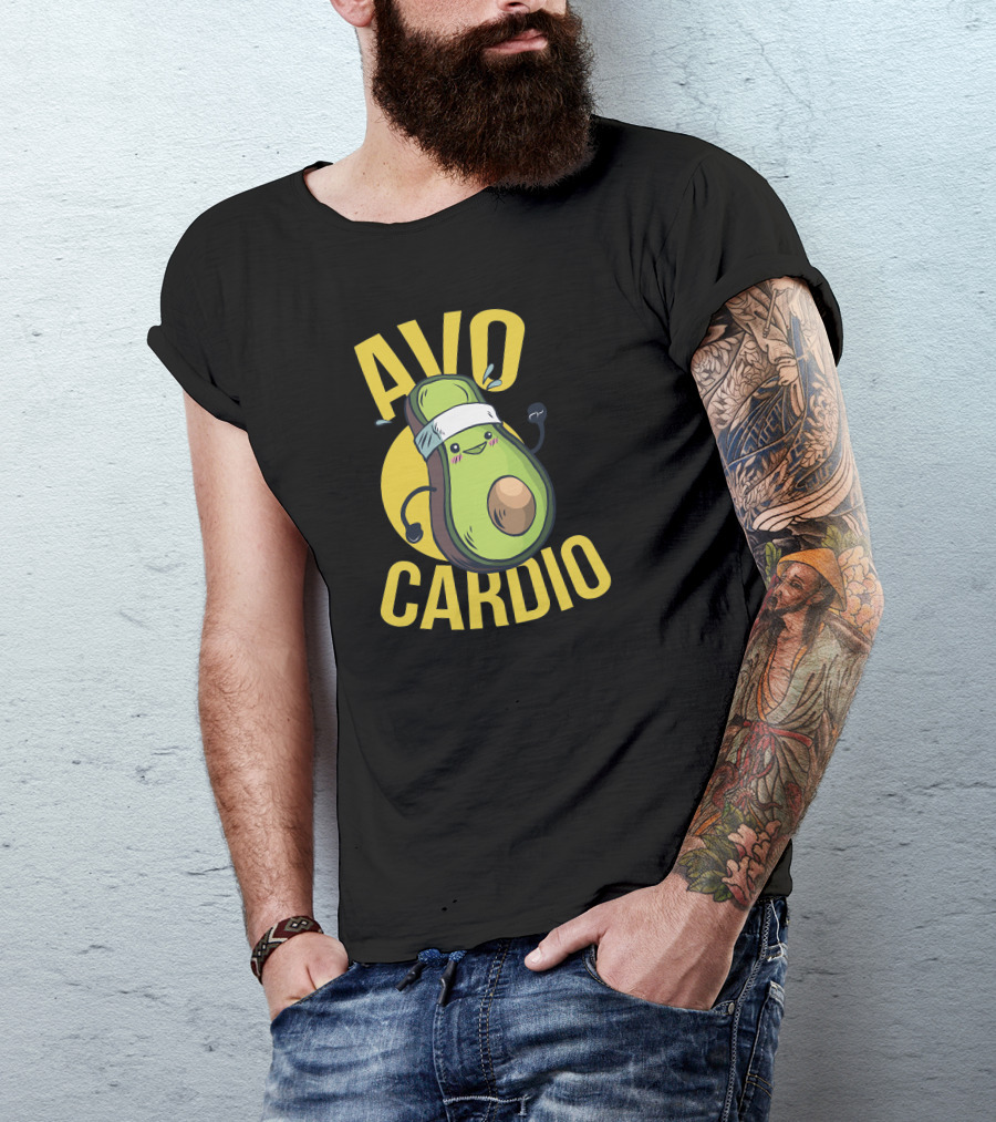 AVOCARDIO Cute Avocado Fitness Motivational Playful Workout T-Shirt