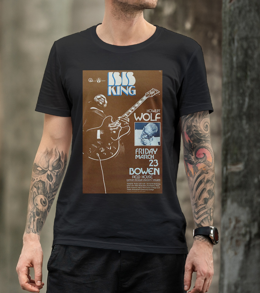 BB King Howlin' Wolf Friday March 23 Bowen Field House Concert T-Shirt