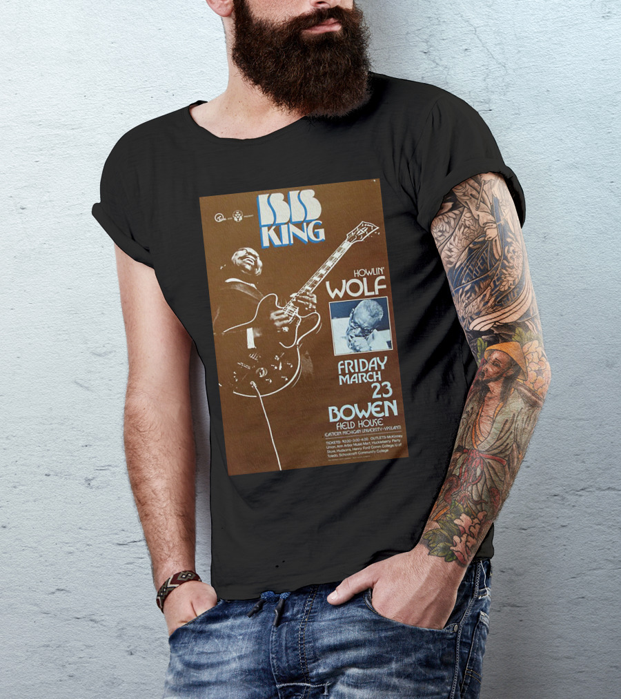 BB King Howlin' Wolf Friday March 23 Bowen Field House Concert T-Shirt