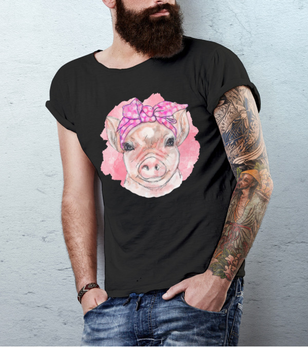 Pink Bandana Pig T-Shirt
