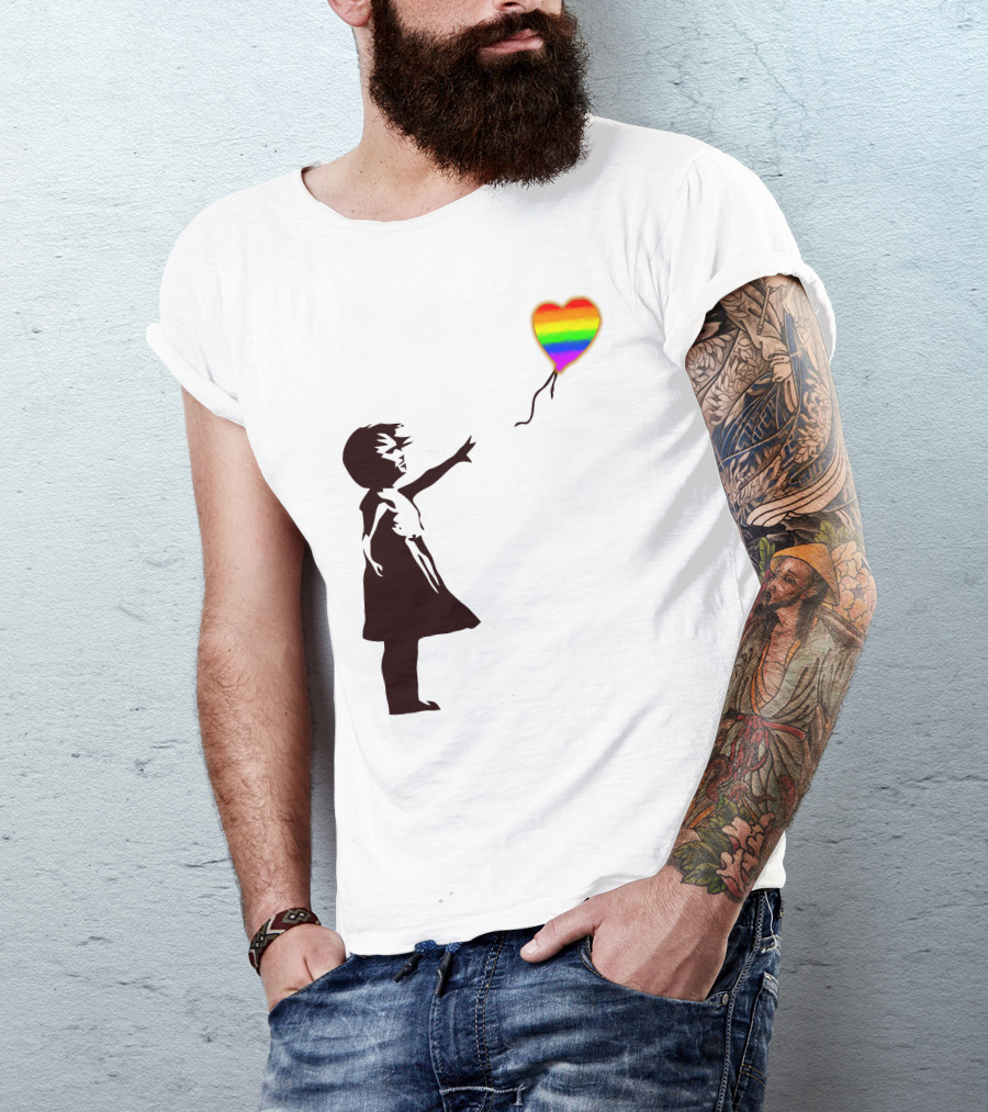 Banksy Girl With Rainbow Heart Balloon T-Shirt