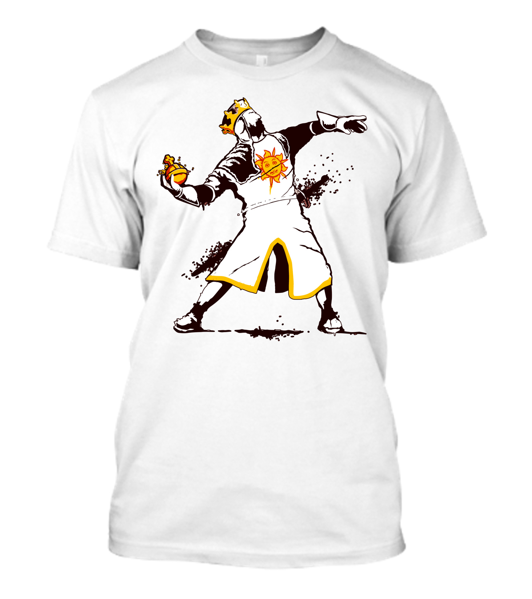 Monty Python Holy Grail Knight With Sun Emblem And Crown T-Shirt