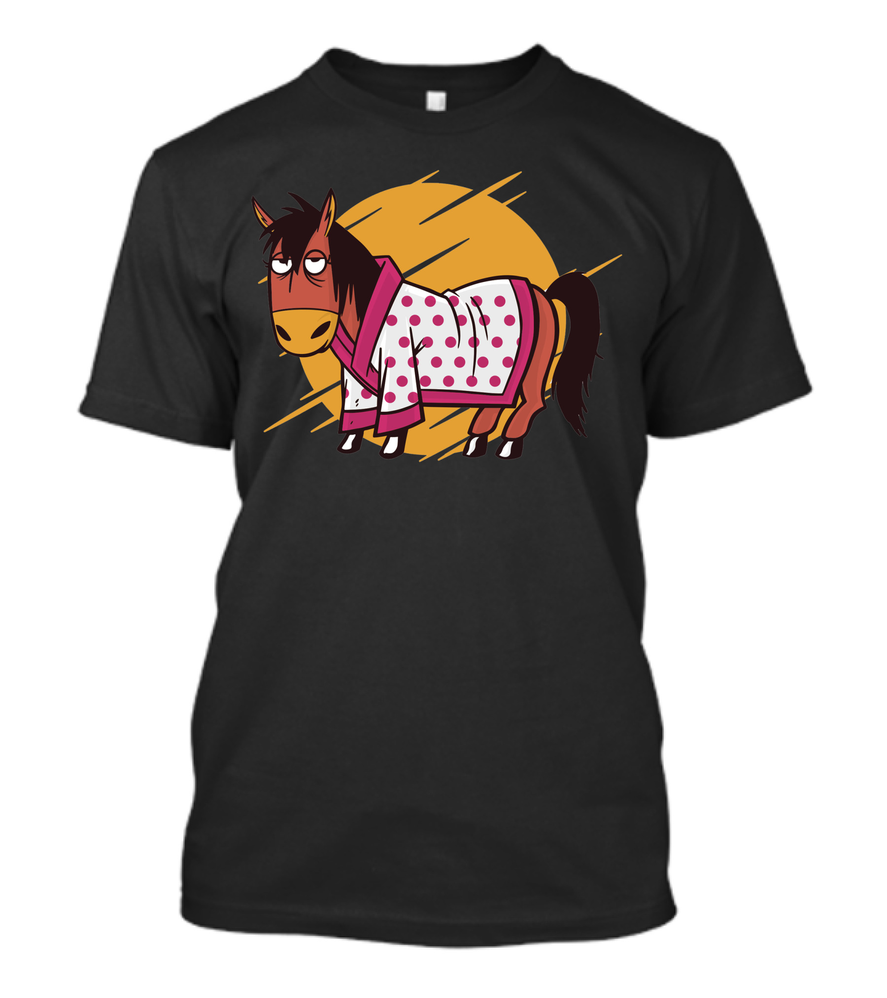 Bathrobe Horse In Polka Dot Robe With Sun Background T-Shirt